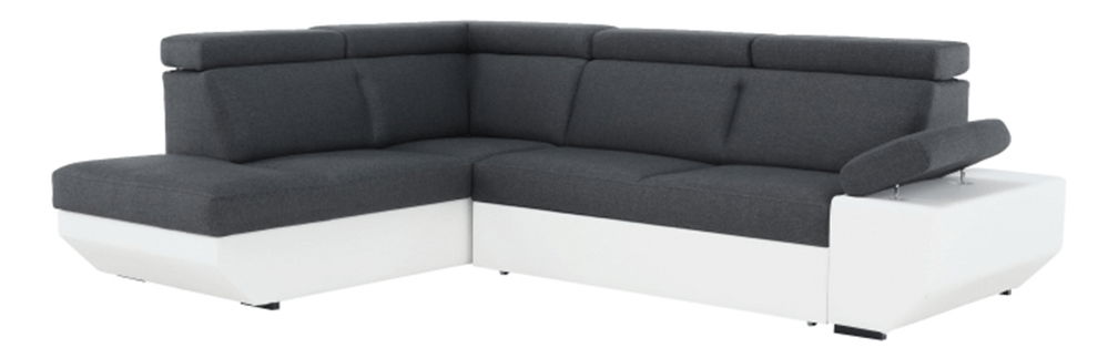 Rohová sedačka Anoral biela + tmavosivá (L)