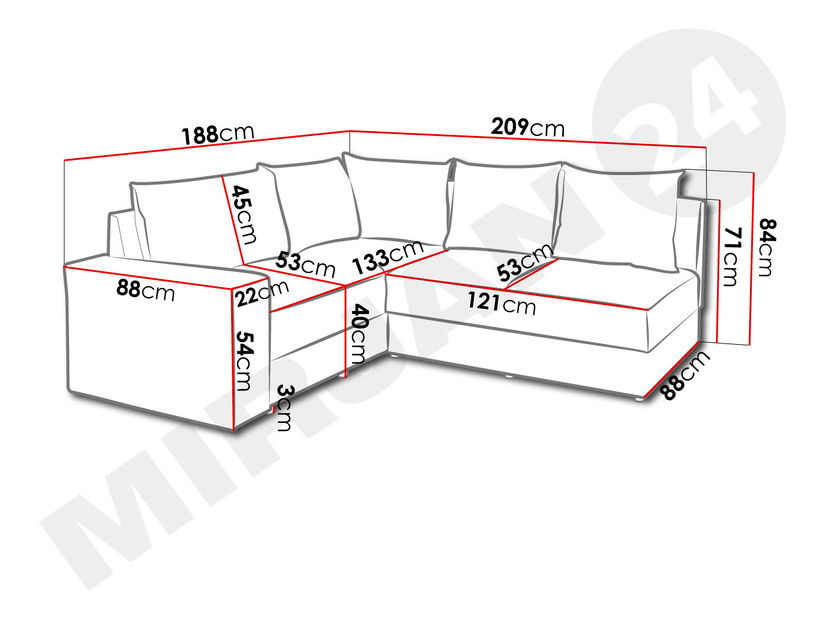 Kutna garnitura Artes (siva + crna)