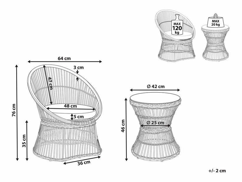 Balkónová zostava Mesza (biela)