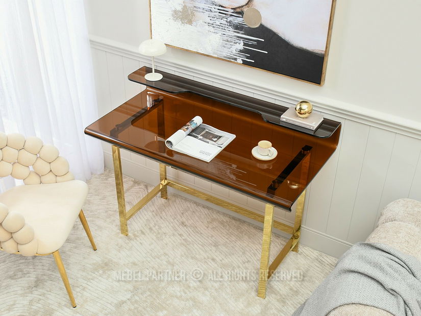 PC stolík Lazuli (sklo + zlatá)