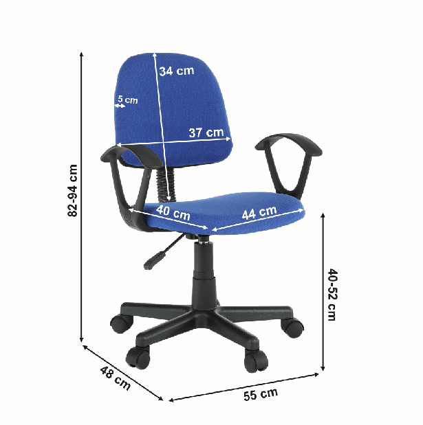 Kancelárska stolička Taos (čierna + modrá)