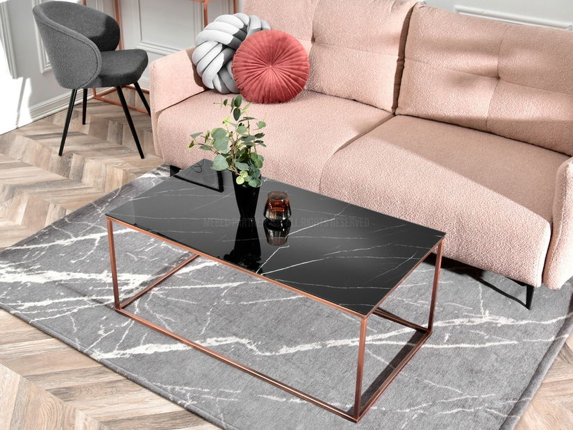 Dohányzóasztal Bella Xl (fekete márvány + réz)