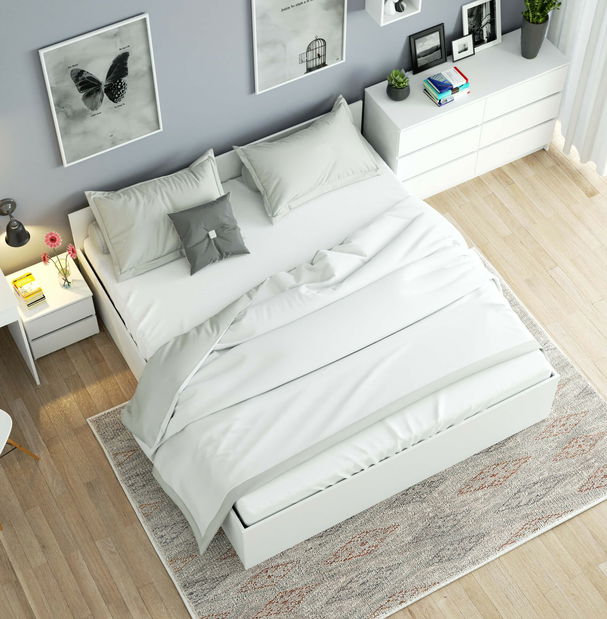 Bračni krevet Cosimo III (bijela) (sa podnicom)