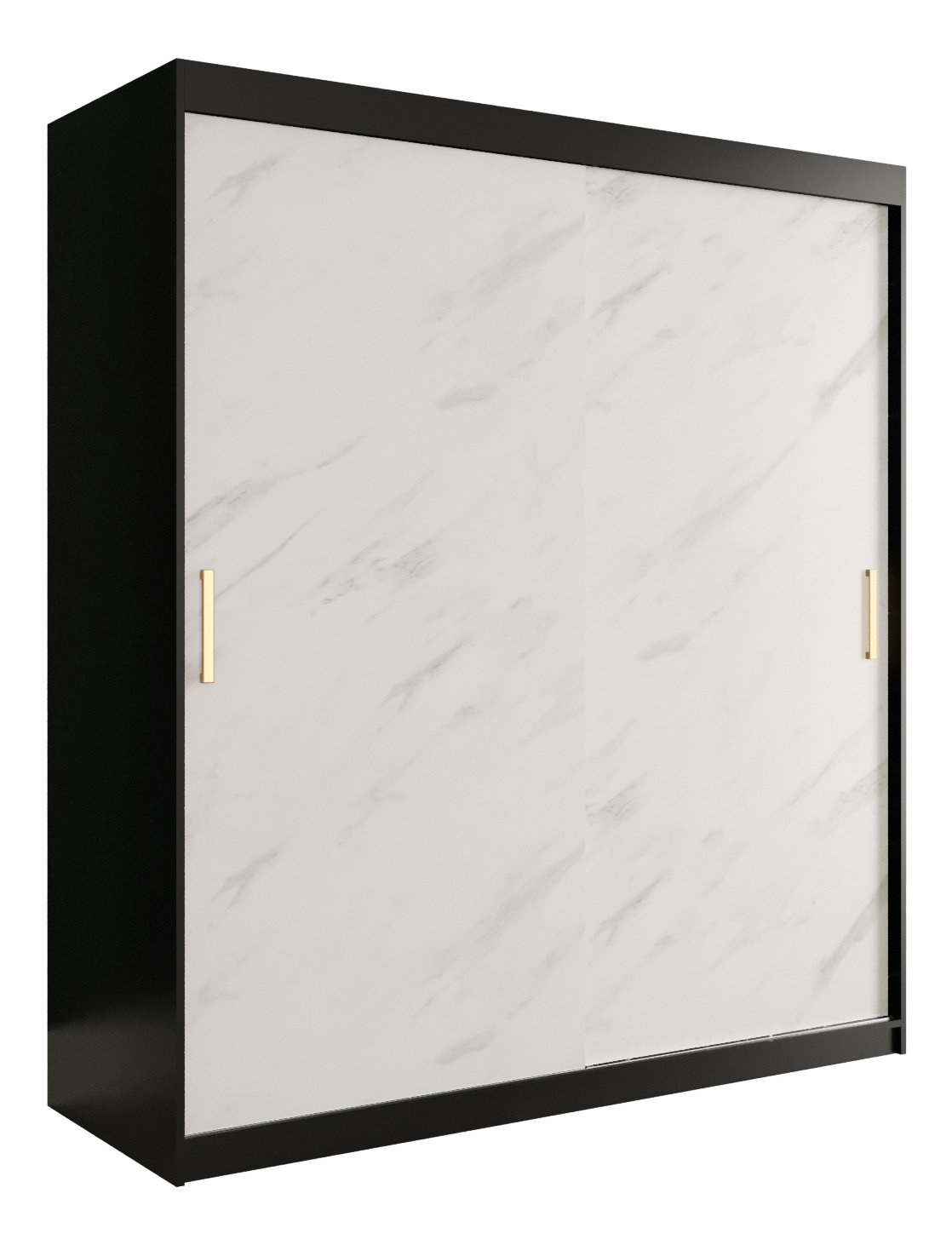 Ruhásszekrény 180 cm Marbelo T (matt fekete + fehér márvány)