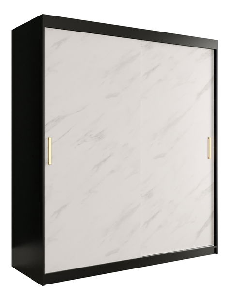 Dulap de haine 180 cm Marbelo T (mat negru + marmură albă)