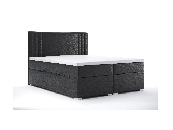 Manželská posteľ Boxspring 160 cm Morcano (čierna ekokoža) (s úložným priestorom)