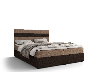 Manželská posteľ  Boxspring 140 cm Locos Comfort (svetlohnedá + tmavohnedá) (s matracom a úložným priestorom)