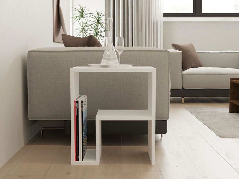 Măsuță laterală Makidu (alb)