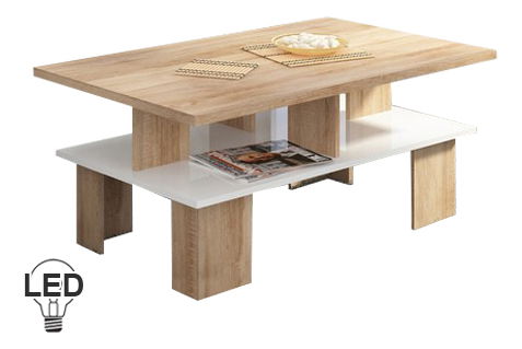 Stolić za kavu Sudbury 2 (sonoma svijetla + sjaj bijeli) 