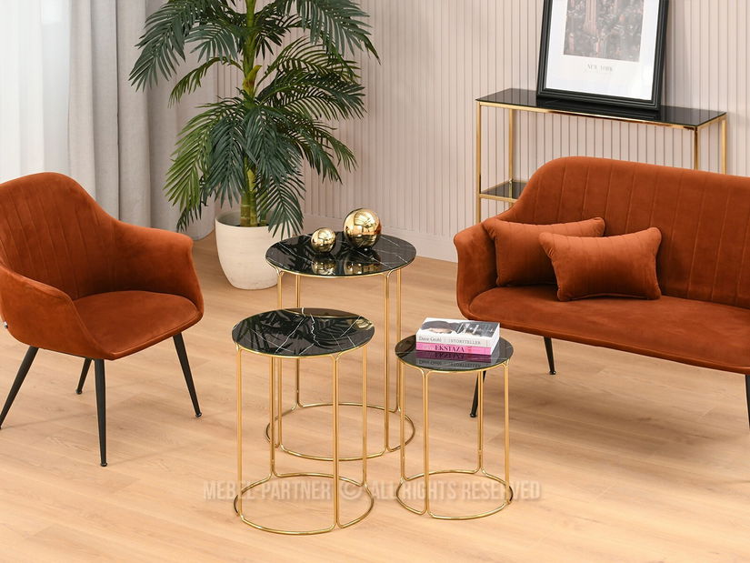 Măsuță de cafea Belianni Zest (marmură negru + auriu)