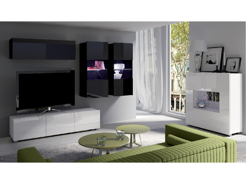 Mobilier living Calabria C6 (Negru + Alb) (fără iluminat)