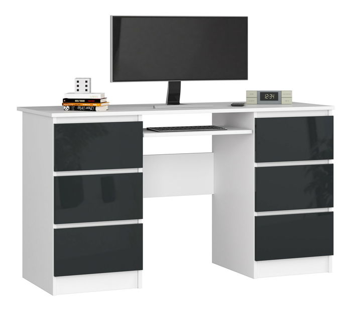 Masă PC Behati (Alb + grafit lucios)