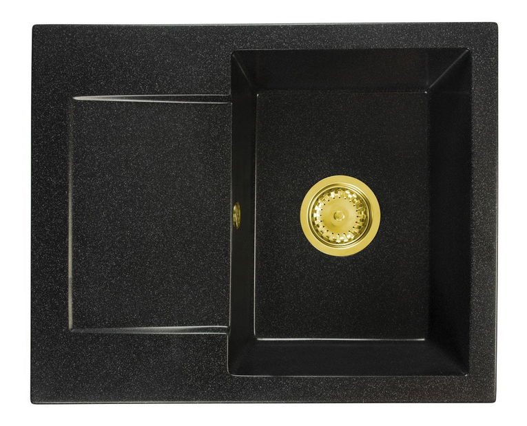 Chiuvetă de bucătărie Dalgam (negru + textură) (cu 2 orificii pentru robinet) (S)