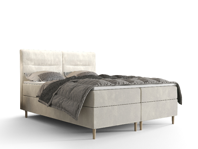 Franciaágy Boxspring 160 cm Saruta (bézs) (matraccal és tárolóhellyel)