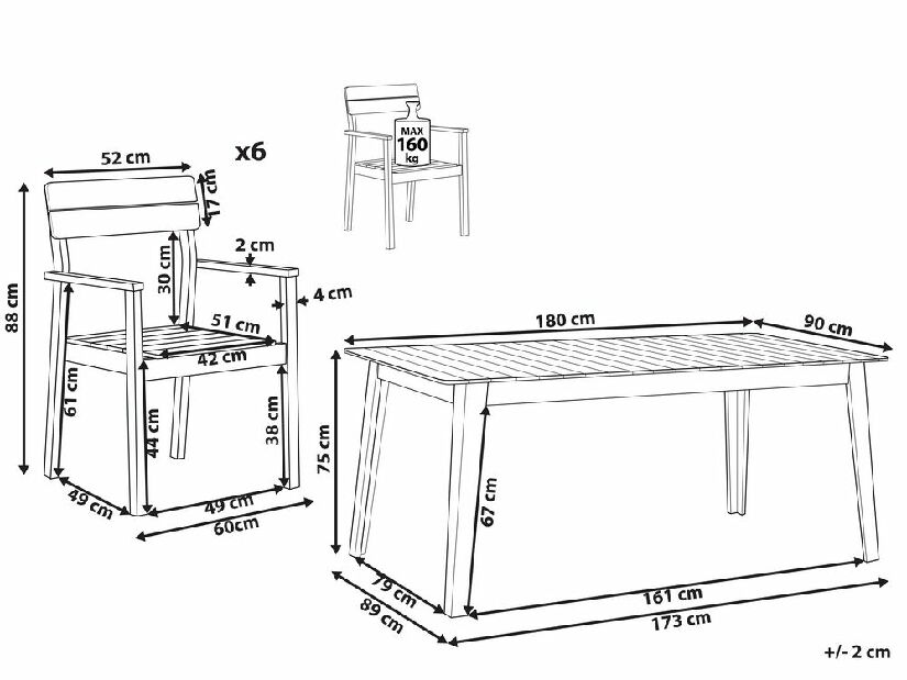 Set mobilier de grădină Fernanda (lemn salcâm deschis)