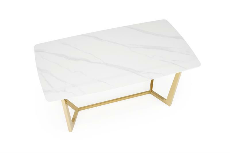 Blagovaonski stol Clementine (bijeli mramor + zlatna) (za 6 osoba)