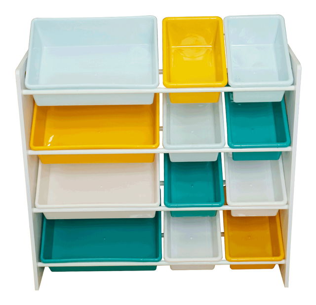Organizér na hračky Malka (biela + modrá + žltá)