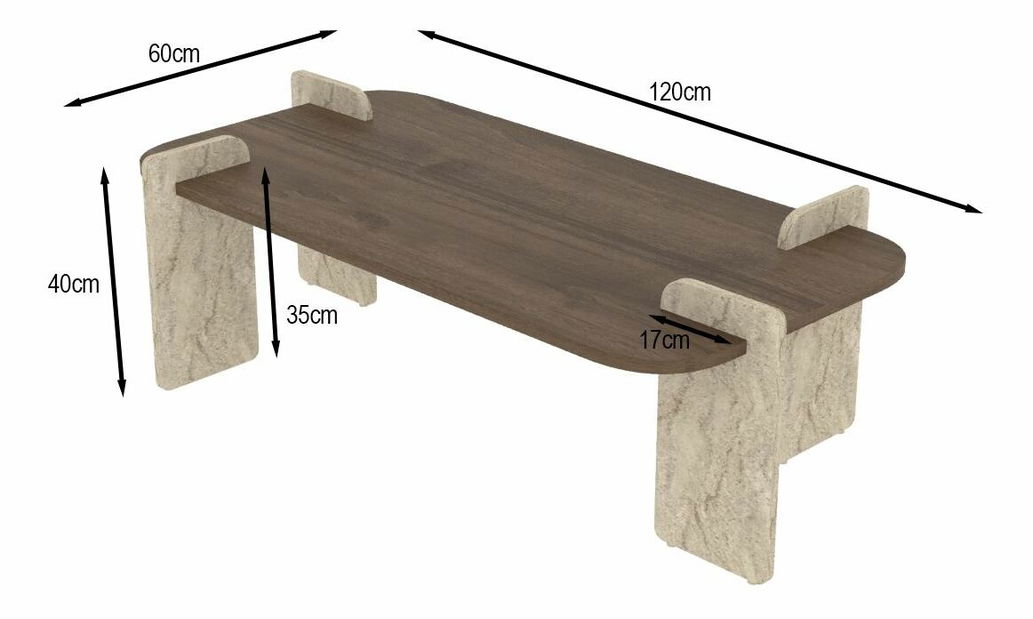 Konferenčný stolík Leap (orech + travertín)