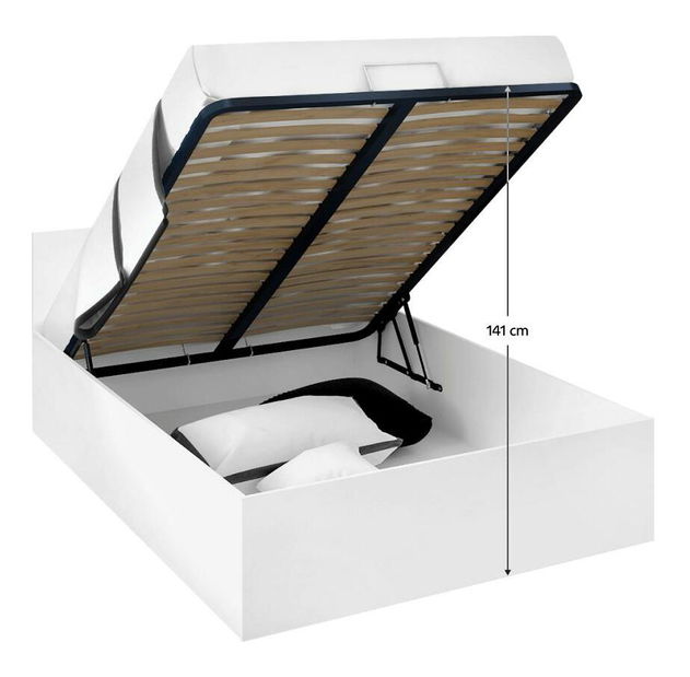 Franciaágy 140 cm Discutibles (fehér) (ágyráccsal) (tárolóhellyel)