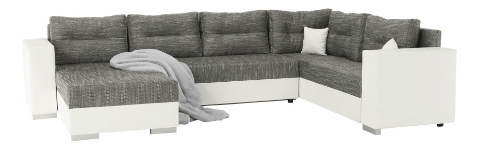 Rohová sedačka v tvare U Stalira (biela + sivohnedá)