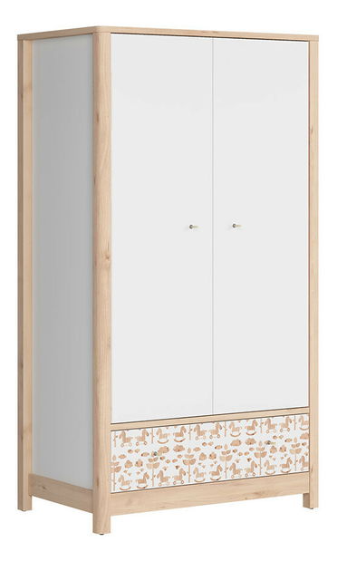 Šatníková skriňa BRW Timon SZF2D1S (buk iconic + biela + koníky + biela)