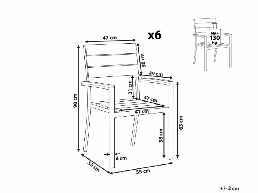 Set vrtnih stolica (6 kom.) Combo (svijetlo drvo)