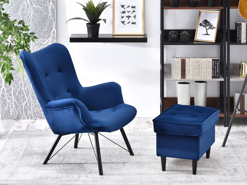 Relaxačné kreslo Dawntawn (tmavomodrá + čierna)