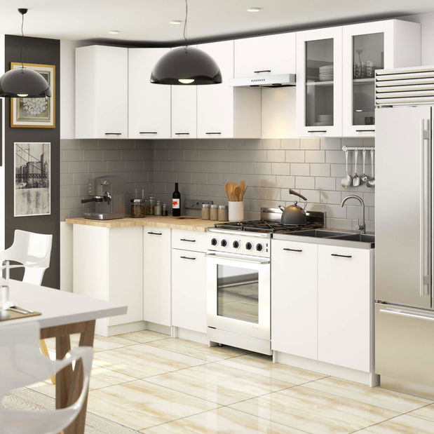 Set mobilier bucătărie de colț 300 cm Ozara III C (Alb)