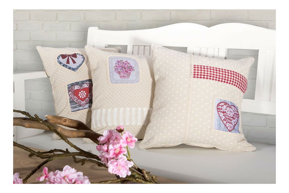 Dekoratív párna 40x40 cm Escante (krém + piros)