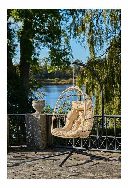 Scaun suspendat Psaveria (natural + negru)