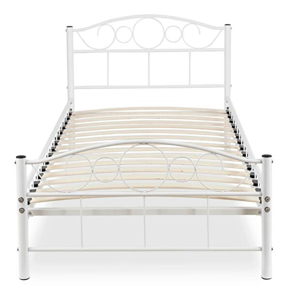 Kovová posteľ 90 cm Granjeros (biela) (s roštom)