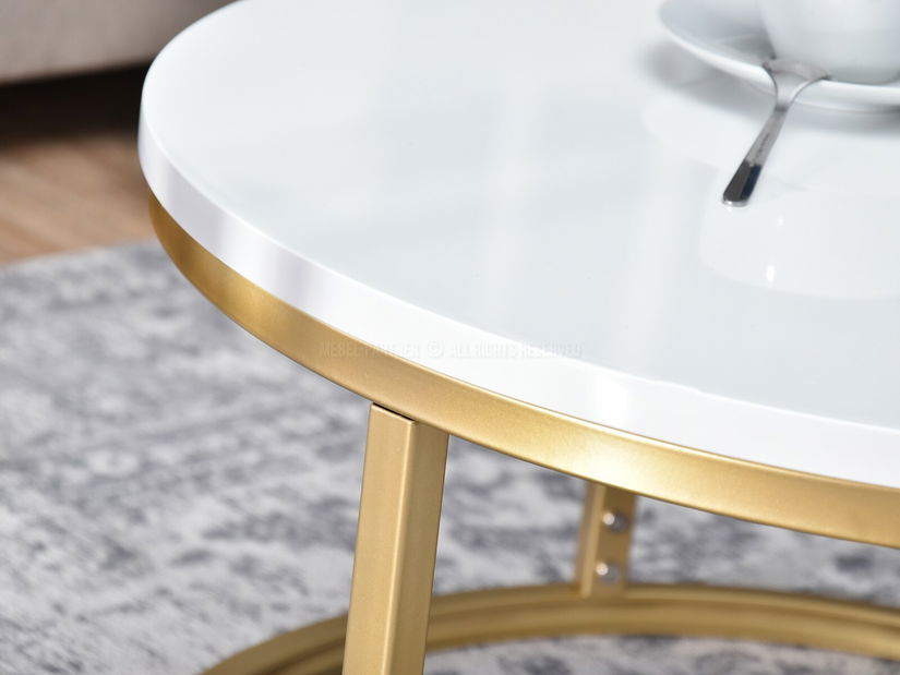 Dohányzóasztal Kolja Stolik Xl (fehér + arany)