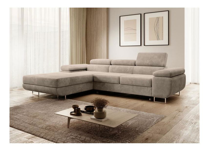 Rohová sedacia súprava Grande (L) (béžová tmavá + chrómová)