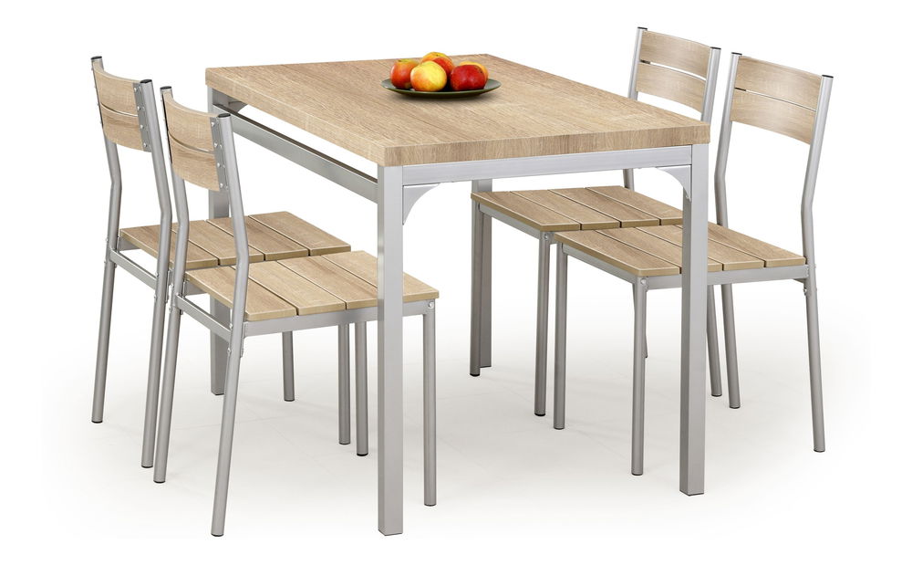 Set masă scaune pentru sufragerie Benua (pentru 4 persoane) (stejar sonoma)