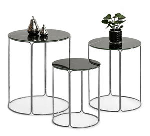 Konferenčný stolík Belianni Zest (čierny mramor + nikel)