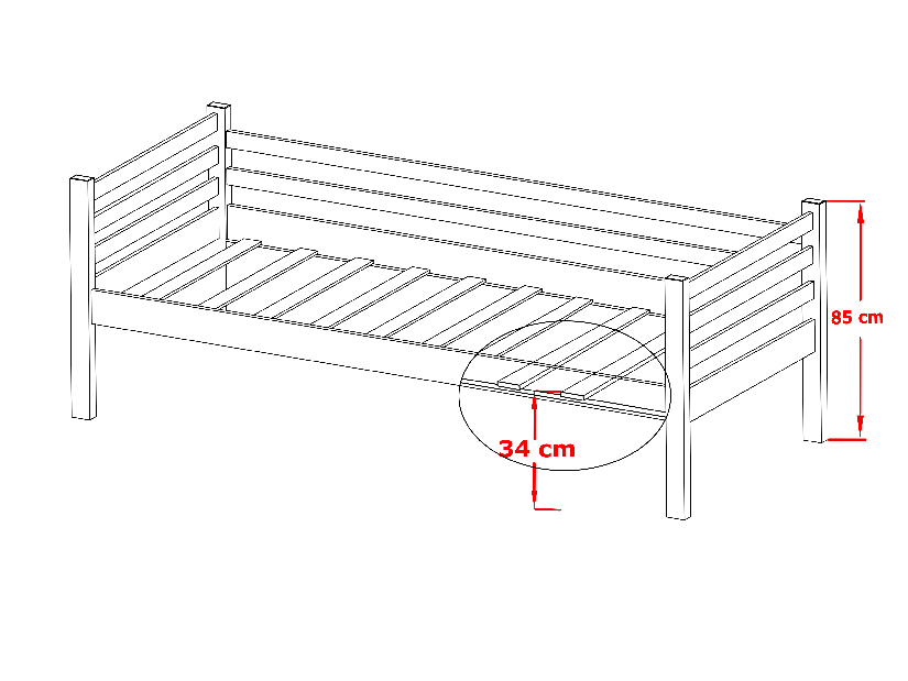 Dječji krevet 90 x 200 cm Marisa (s podnicom i prostorom za odlaganje) (bijela)