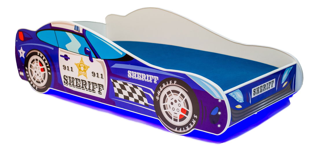 Detská posteľ 160x80 cm Šerif (s roštom a matracom) (modrá)