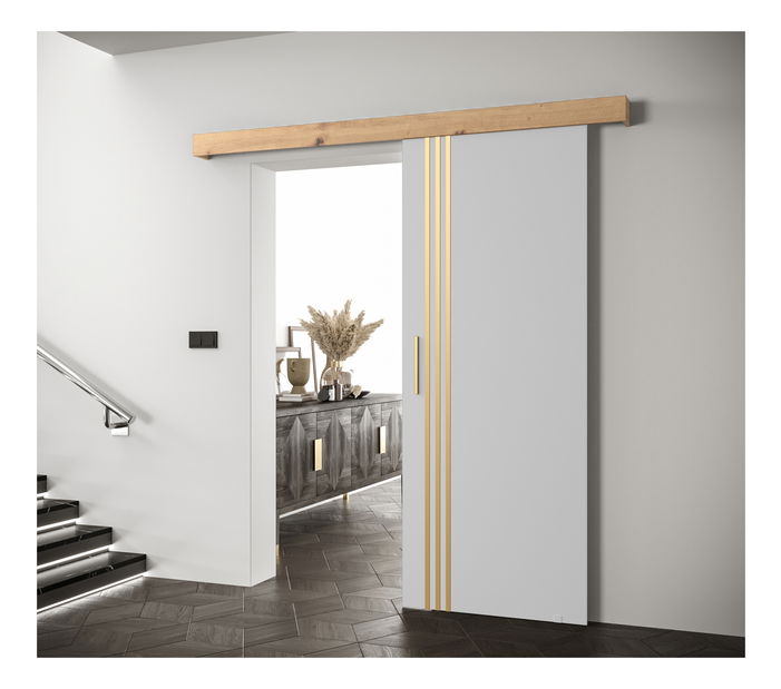 Posuvné dvere 90 cm Sharlene VI (biela matná + dub artisan + zlatá)
