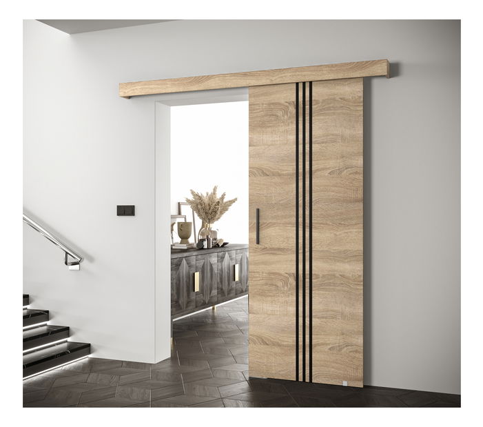 Posuvné dvere 90 cm Sharlene V (dub sonoma + dub sonoma + čierna)