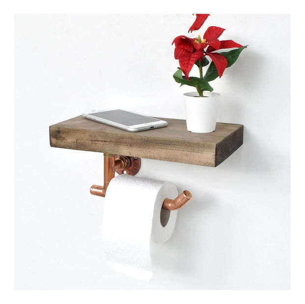 Suport de perete hărtie igienică Nenanu 19 (roz auriu + nuc)