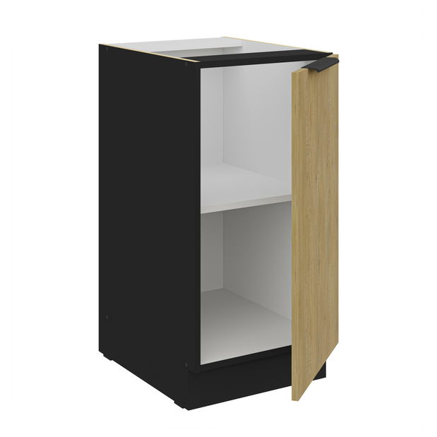 Dulap inferior de bucătărie Carminia 40 D 1F BB (stejar cremona + negru)