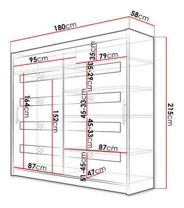 Skriňa London XI (čierny + čierny + biely lacobel) *bazár