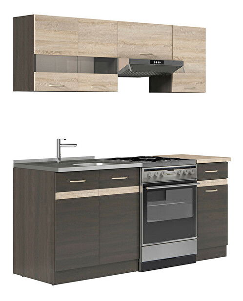 Kuchyňa BRW Junona line 180 cm (Dub sonoma + Wenge + Wenge + Dub sonoma)