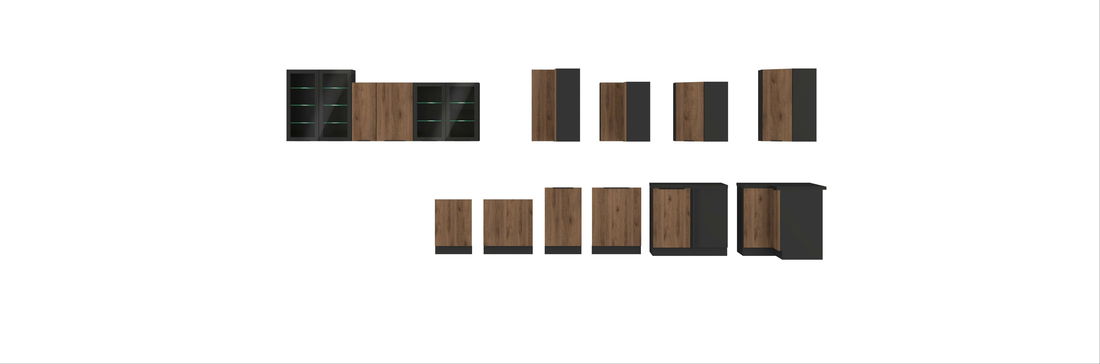 Horná rohová kuchynská skrinka Manana 60x60 GN 72 1F 45 (korpus: čierna matná + front: orech okapi)