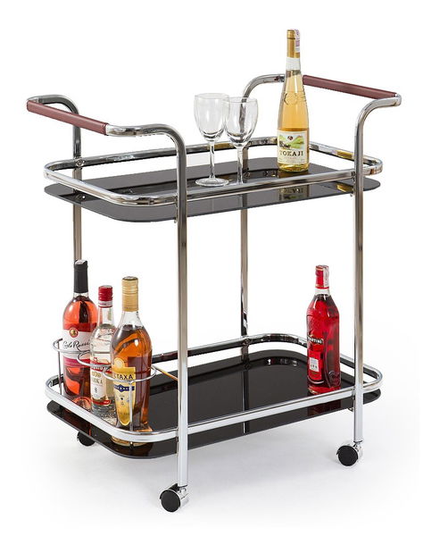 Servírovací stolík Etana (čierna + chróm)