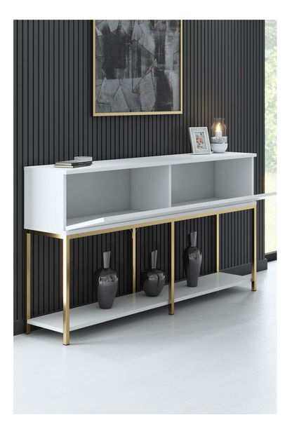 Konzolni stolić Vibubi 1 (bijela + zlatna)