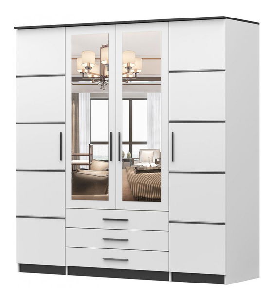 Šatníková skriňa Sabine 4DI (biela + čierna)