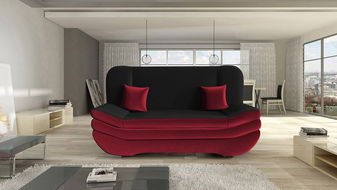 Sofa na razvlačenje Lehti (crna + bordo) (s prostorom za odlaganje)