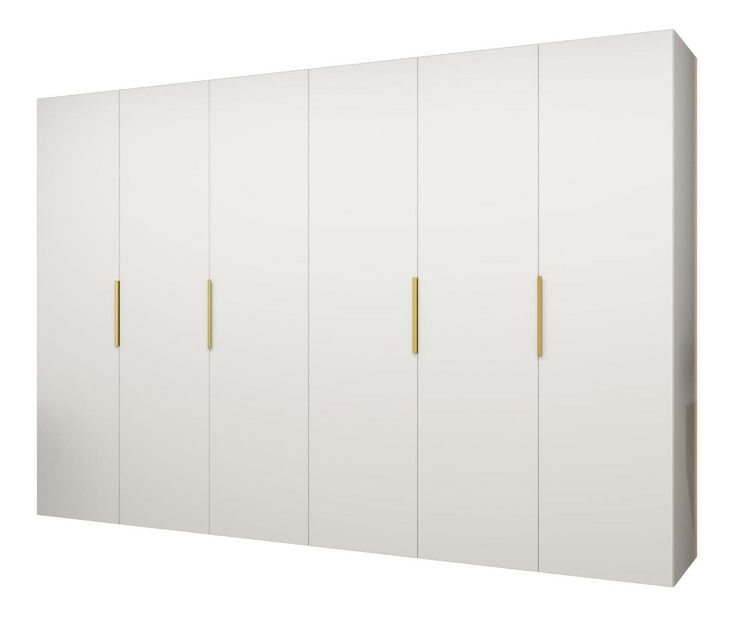 Šatníková skriňa 300 cm Mirabella 1 (biela + zlatá)