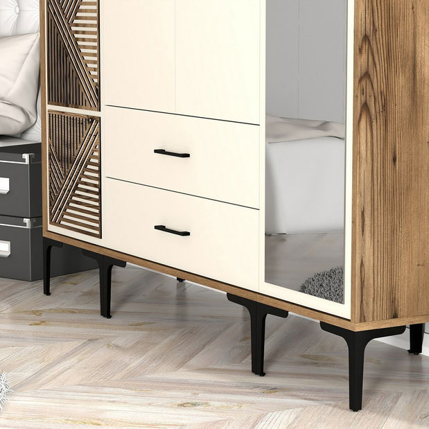 Šatníková skriňa Kiara PTR (orech + krémová)